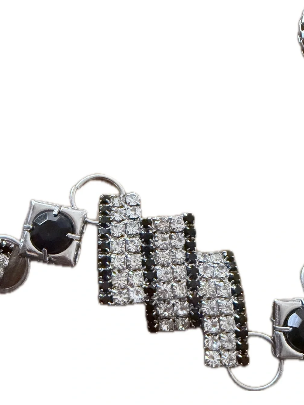 Silver Chain belt with Black Stone Accents